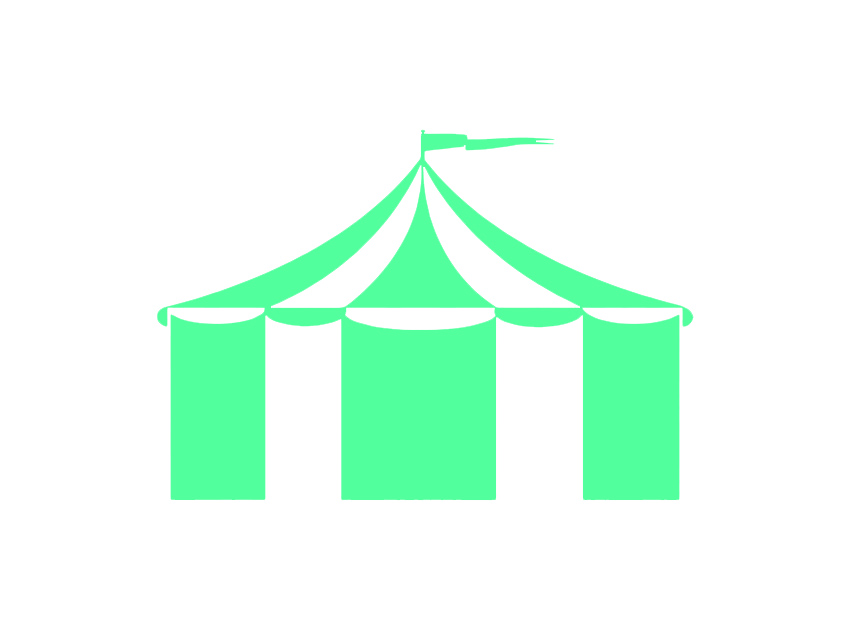 A graphic that shows a carnival/event tent