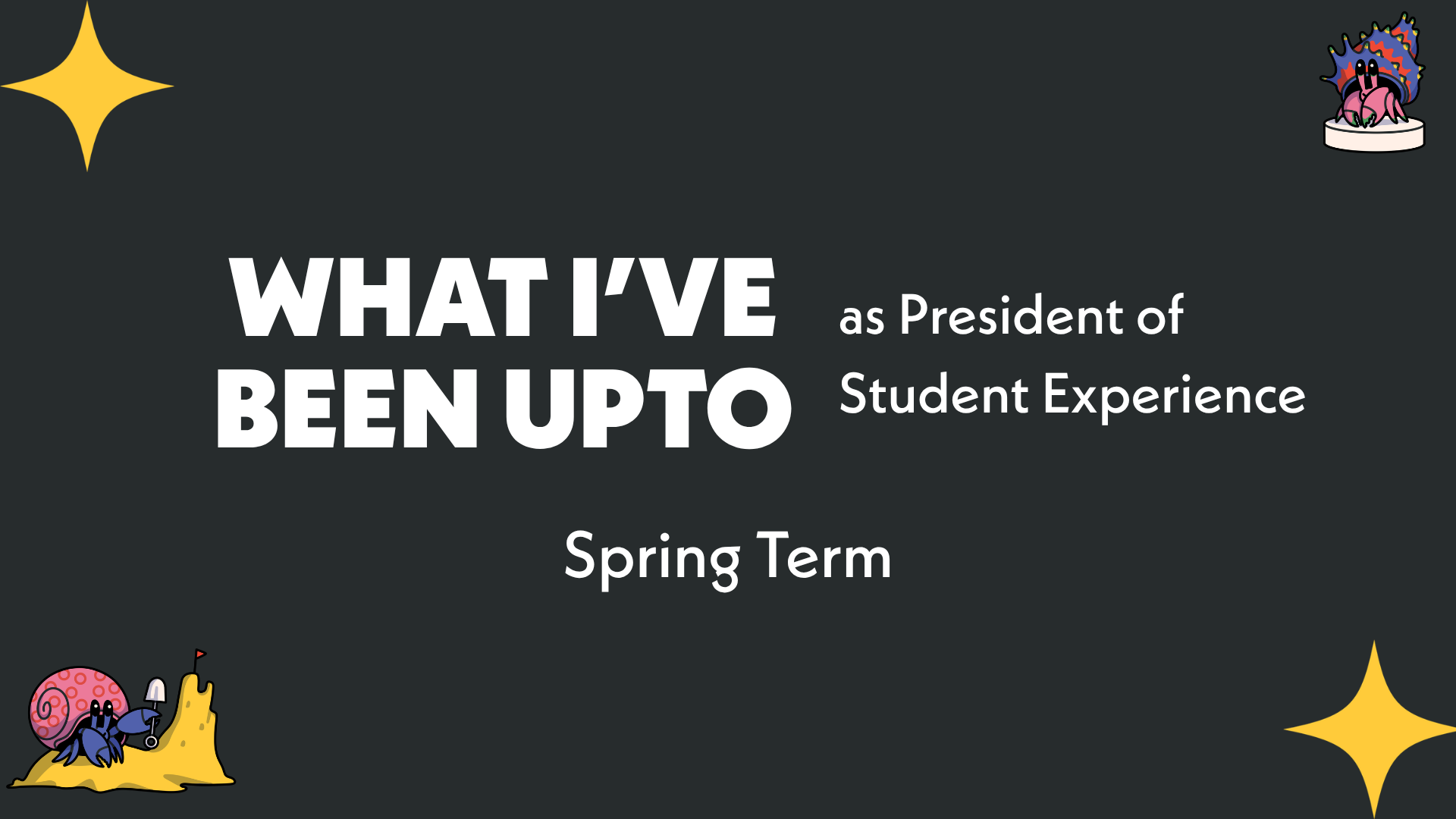 What I have been up to in Spring Term as President Student Experience